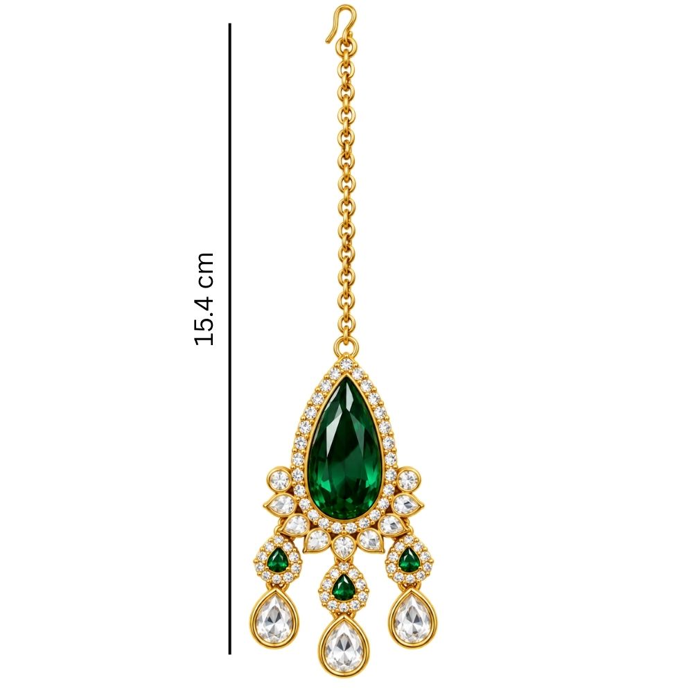 Vamika- Green Teardrop Kundan Choker Set