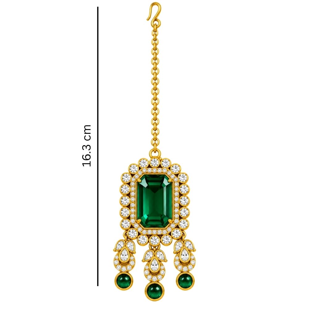 Anushree- Green Rectangular Kundan Necklace Set