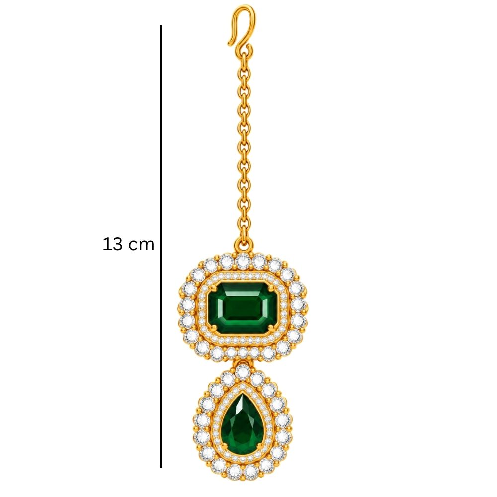 Pranika- Green Three-Layer Stone Necklace Set