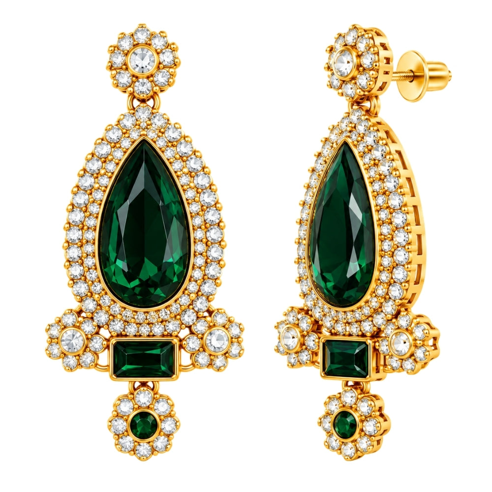 vrinya-Green Double-Layer Kundan Necklace Set