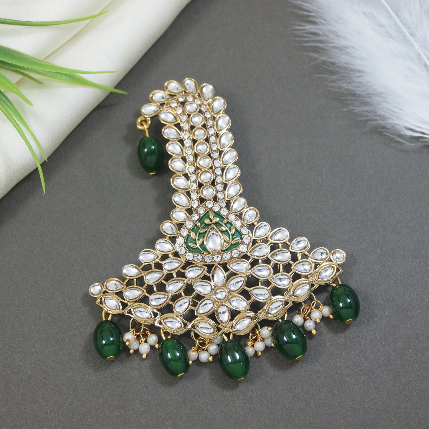 Ethnic Pearl Layered Necklace Set with Majestic Kalangi