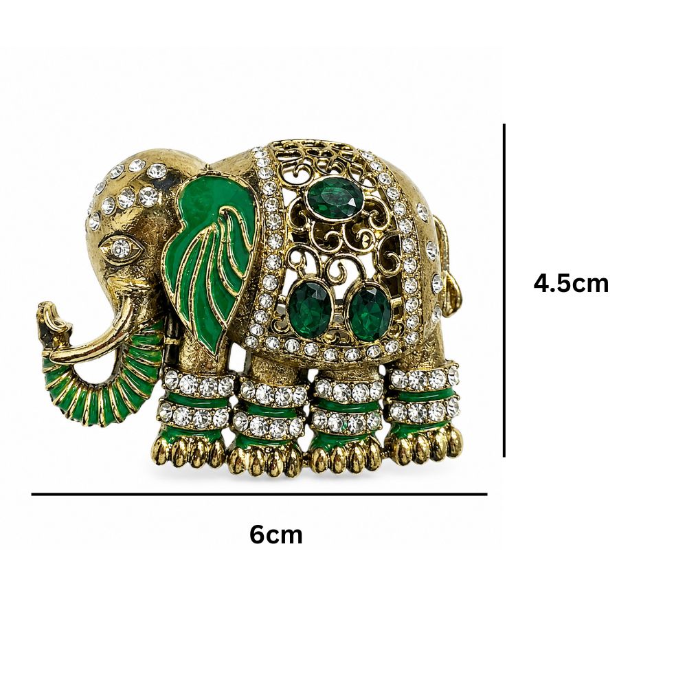 Shivrath-  Green stone Elephant Design Brooch