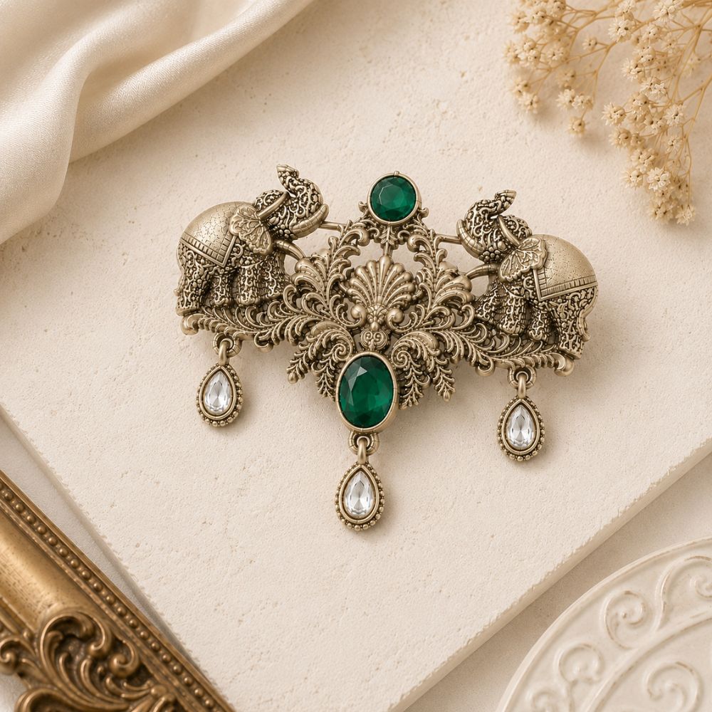 Aviraj-Royal Elephant Kundan Heritage Brooch for Men