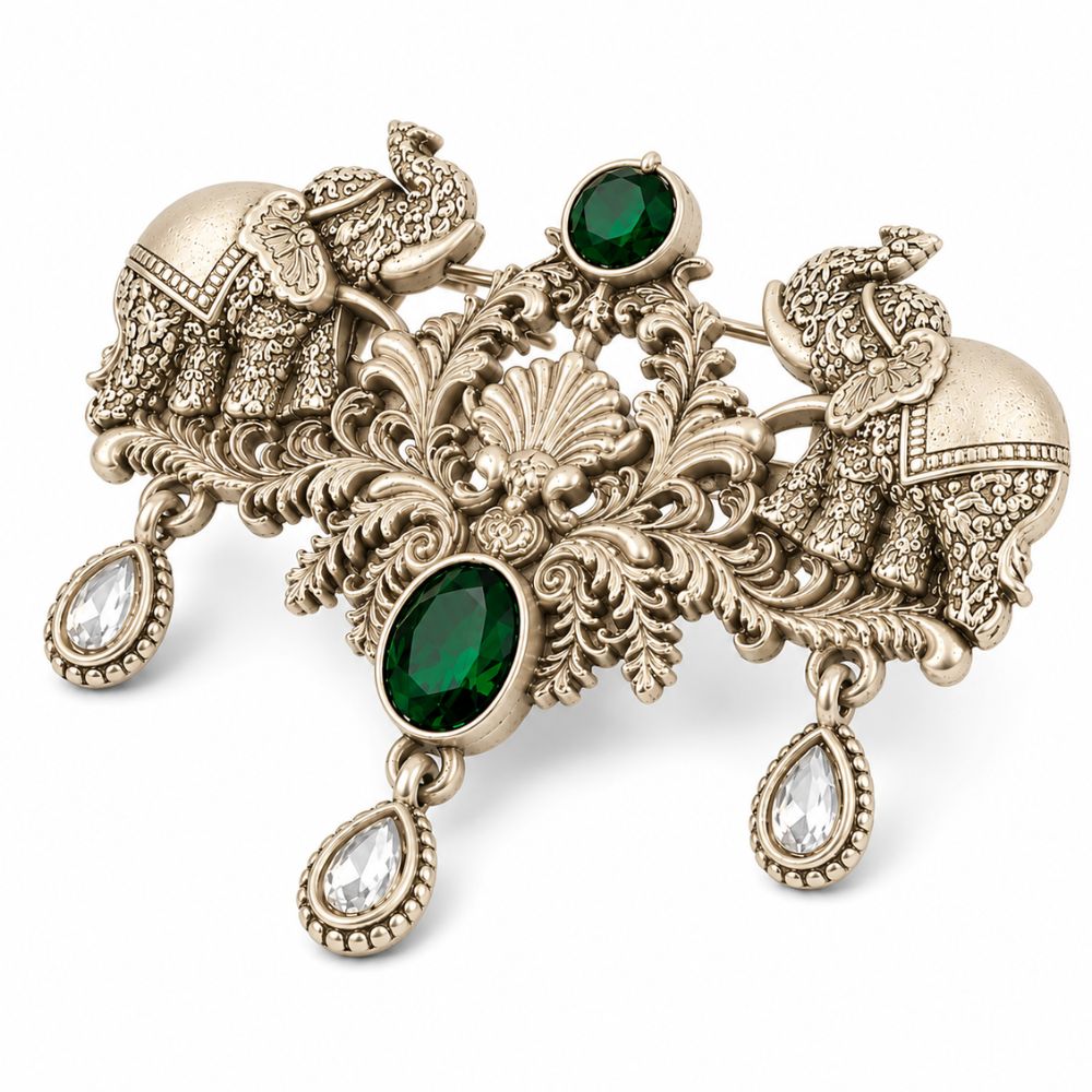 Aviraj-Royal Elephant Kundan Heritage Brooch for Men