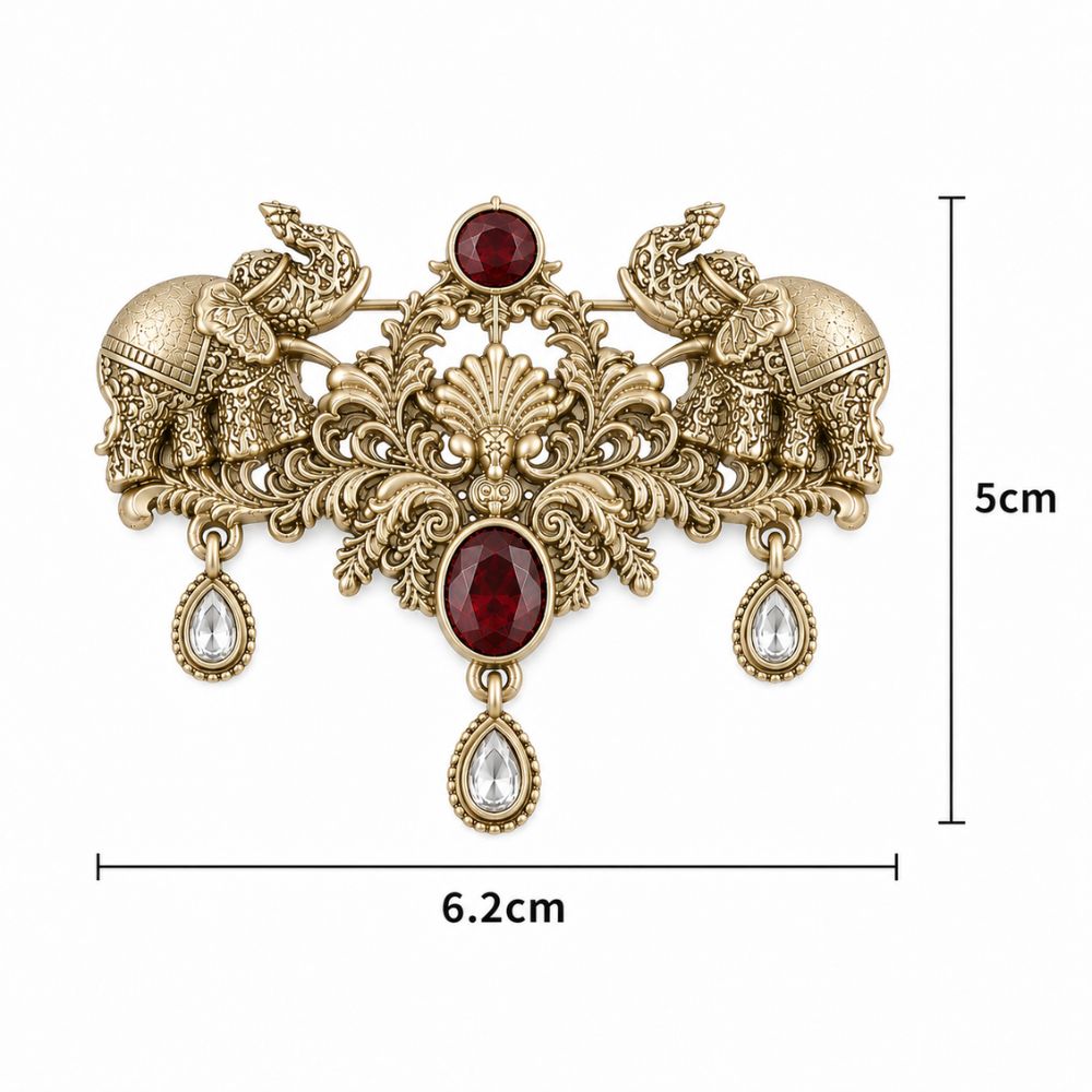 Aviraj-Regal Elephant Ruby-Style Heritage Brooch for Men