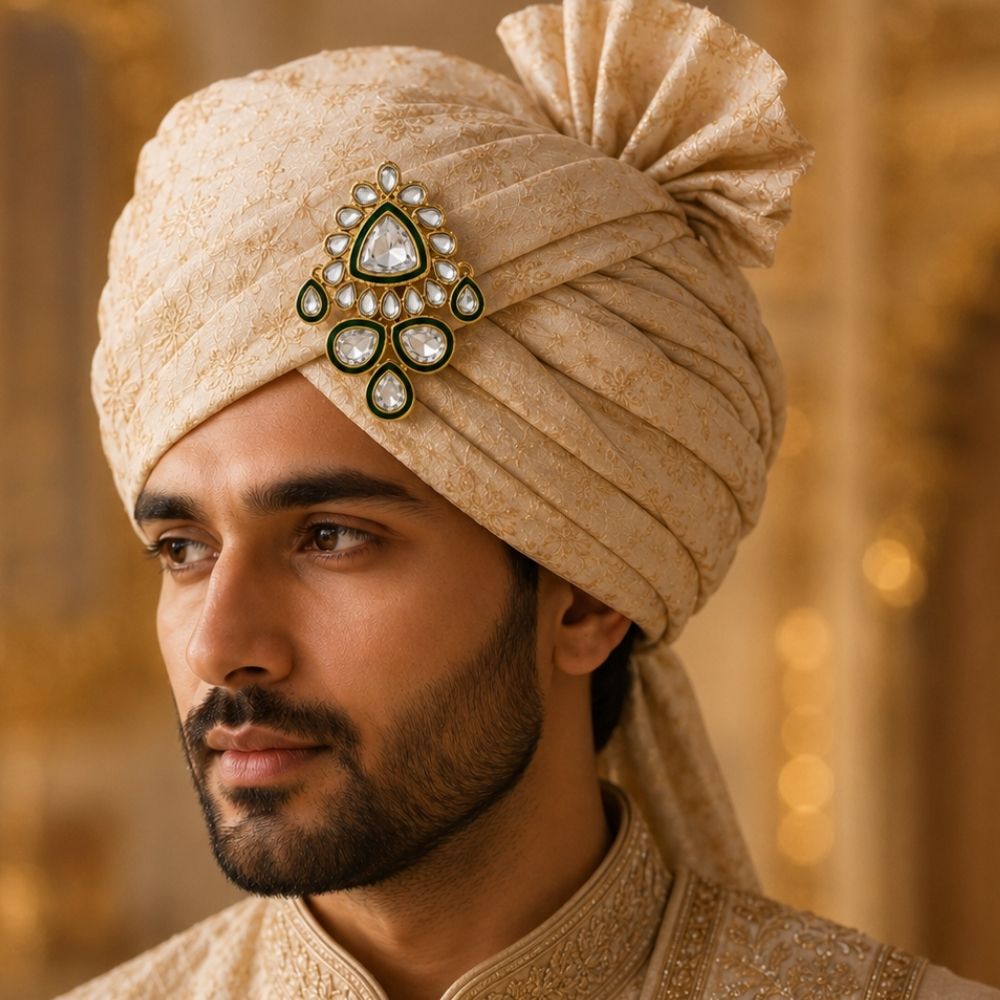 Vardaan- Royal Green Kundan Groom Kalangi