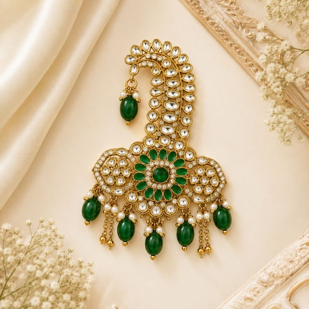 Vihir-Emerald-Style Kundan Peacock Kalangi for Groom