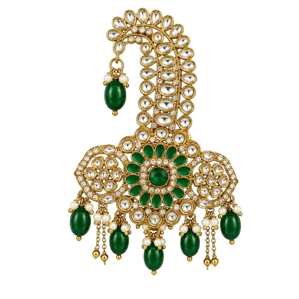 Vihir-Emerald-Style Kundan Peacock Kalangi for Groom