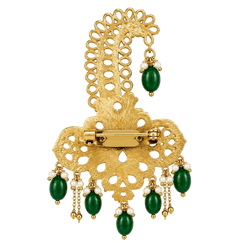 Vihir-Emerald-Style Kundan Peacock Kalangi for Groom