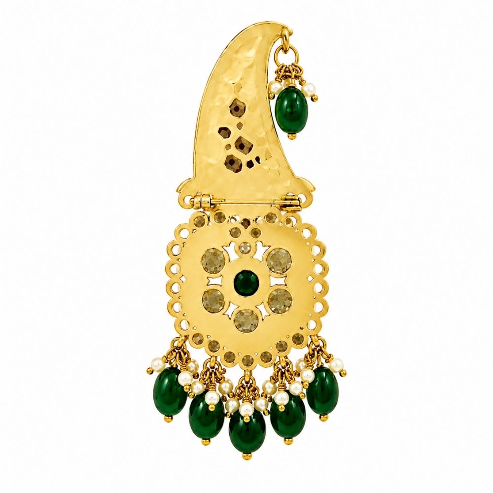 Abhir-Emerald-Style Kundan Paisley Groom Turban Kalangi