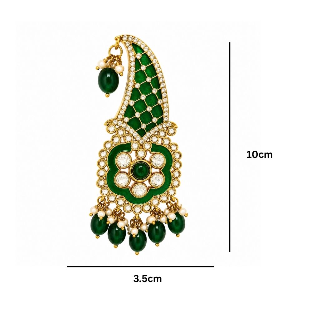 Abhir-Emerald-Style Kundan Paisley Groom Turban Kalangi