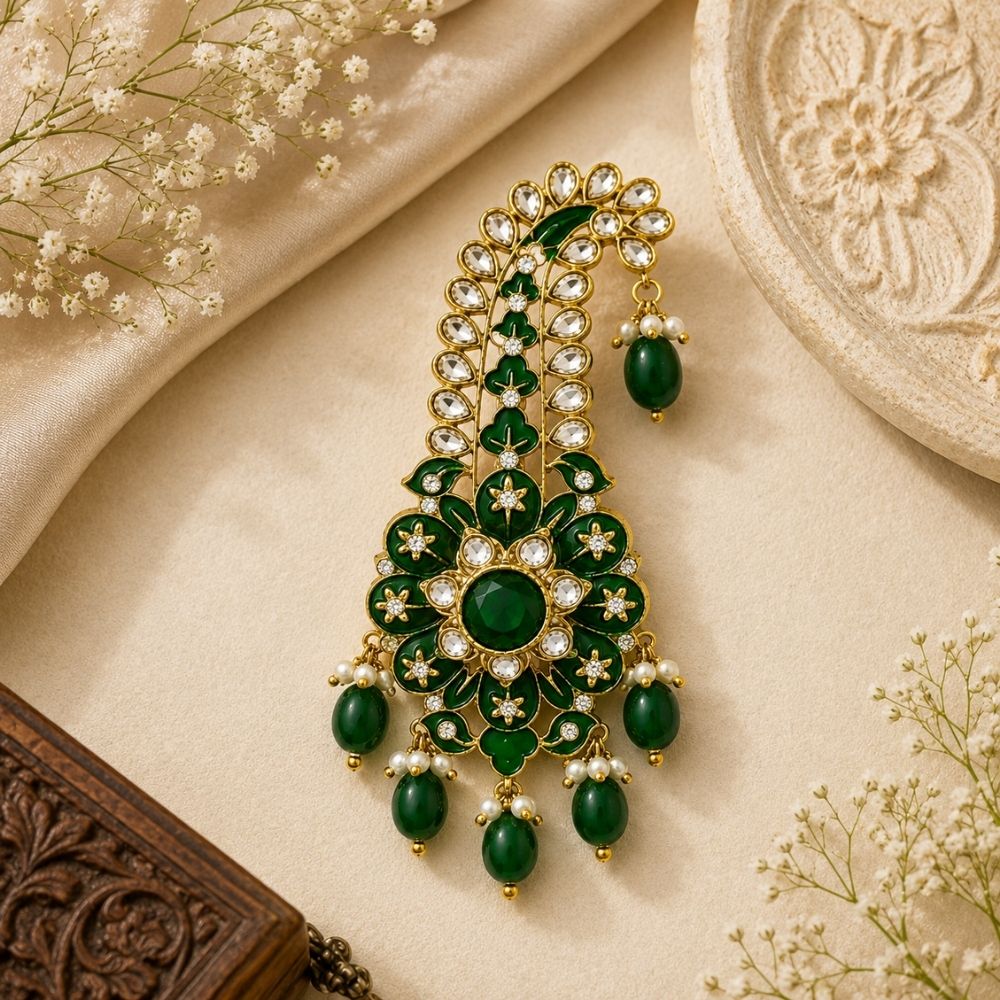 Aarvith -Heritage Emerald Lotus Drop Groom Kalangi