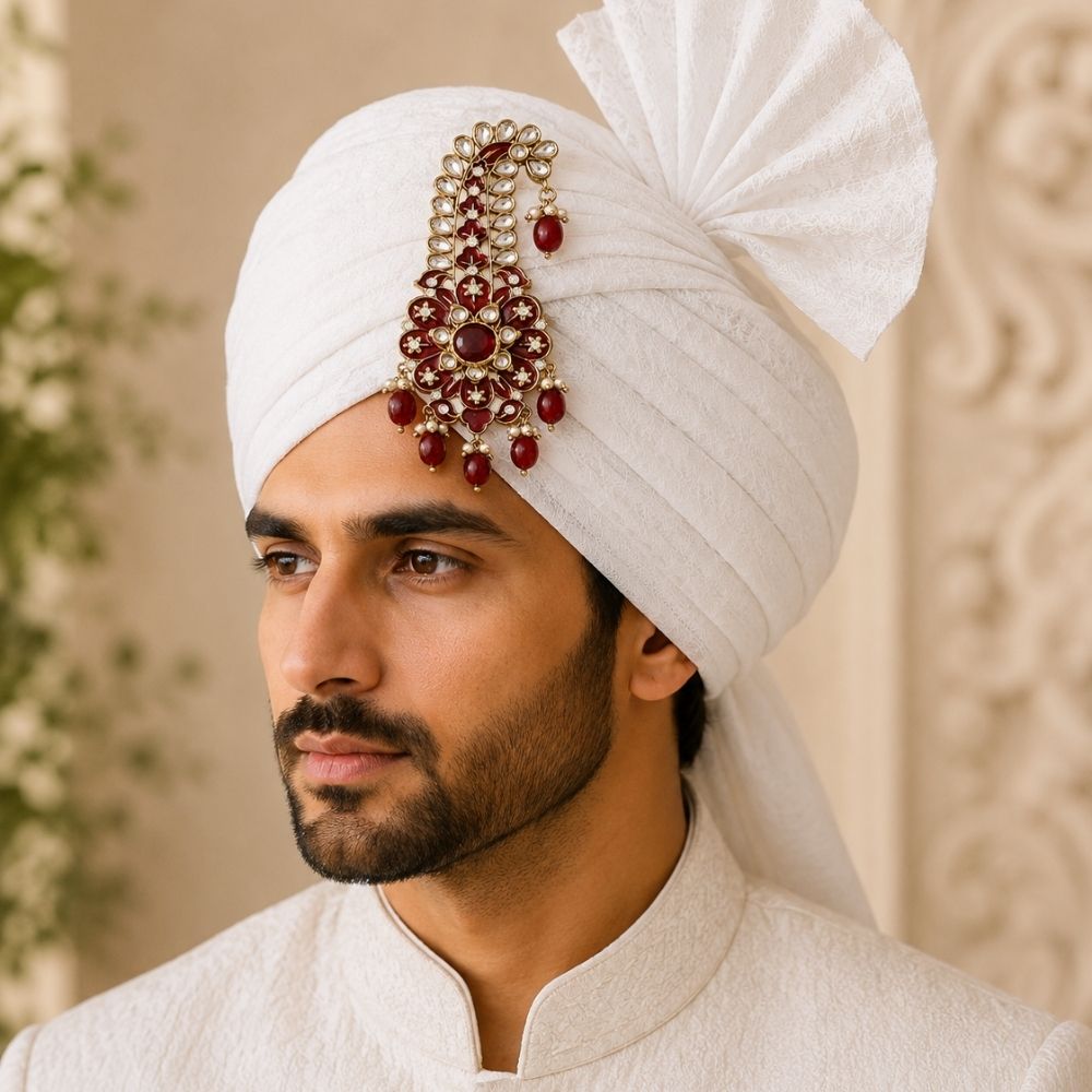 Aarvith-Royal Ruby Meenakari Drop Groom Kalangi