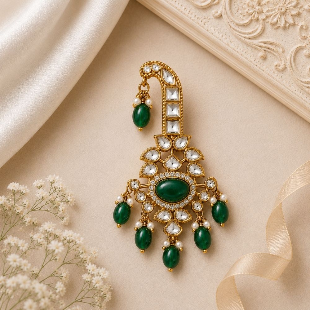 Ishay-Emerald Drop Kundan Crest Groom Kalangi