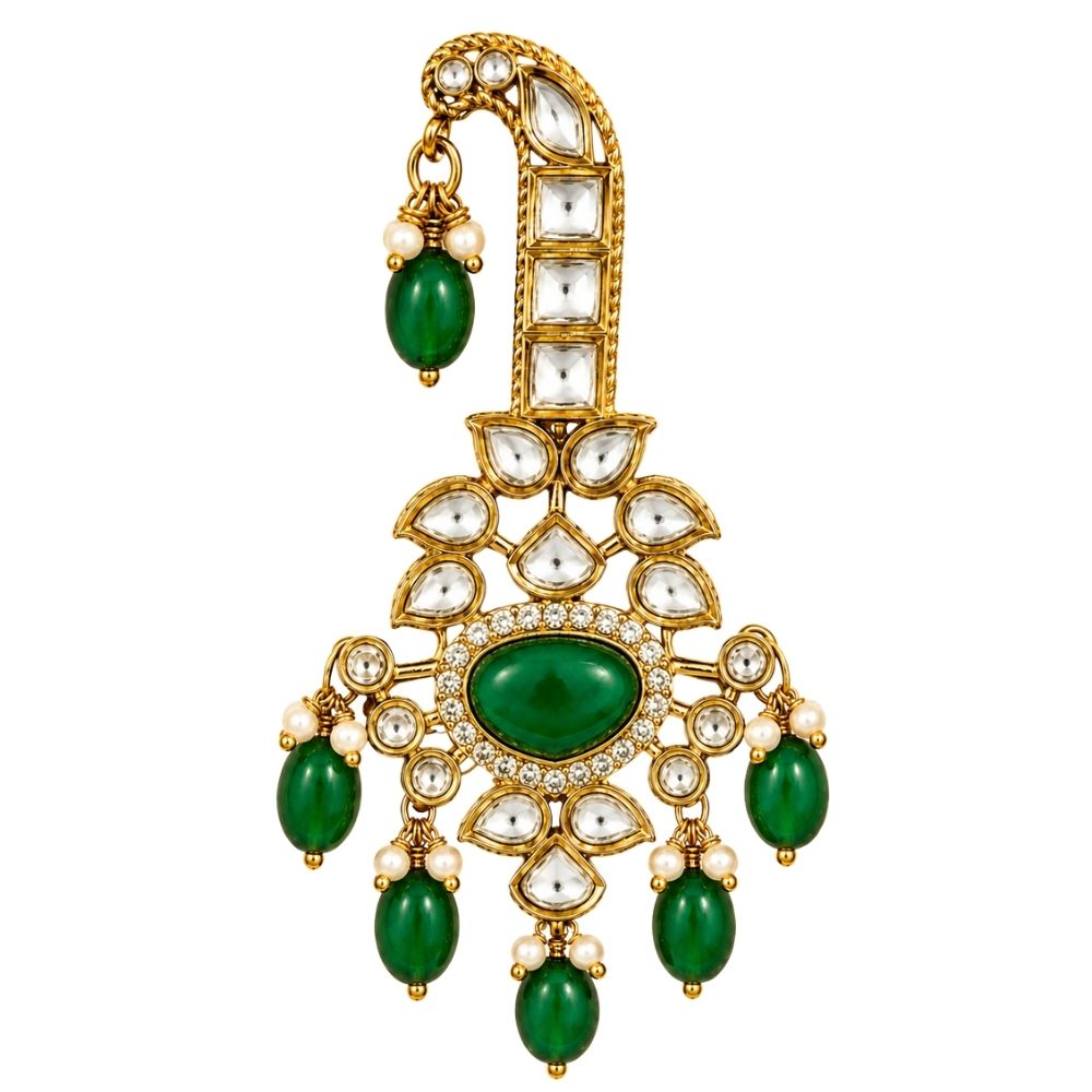 Ishay-Emerald Drop Kundan Crest Groom Kalangi