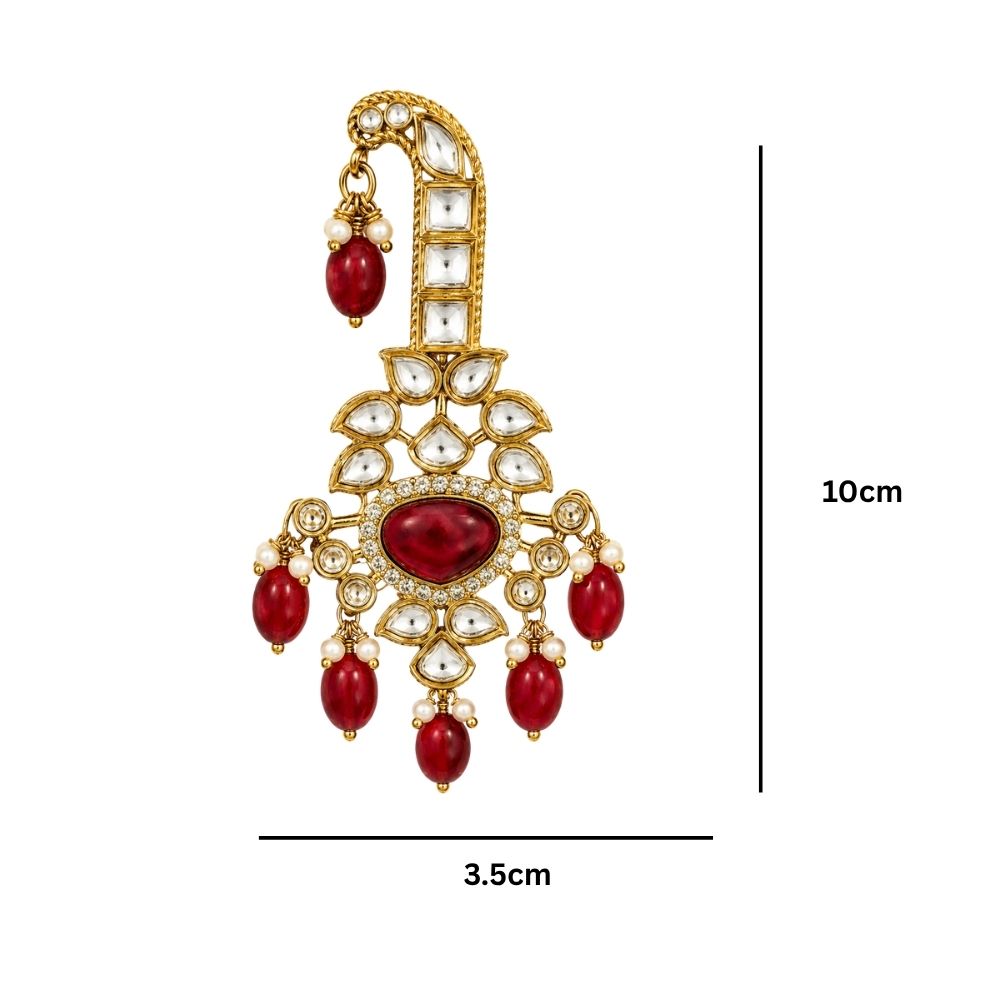 Ishay-Maroon Drop Kundan Safa Kalangi