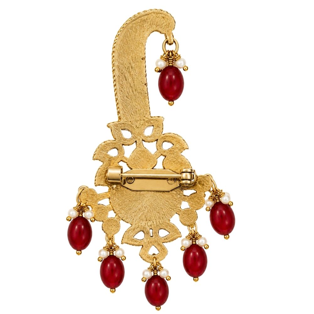 Ishay-Maroon Drop Kundan Safa Kalangi