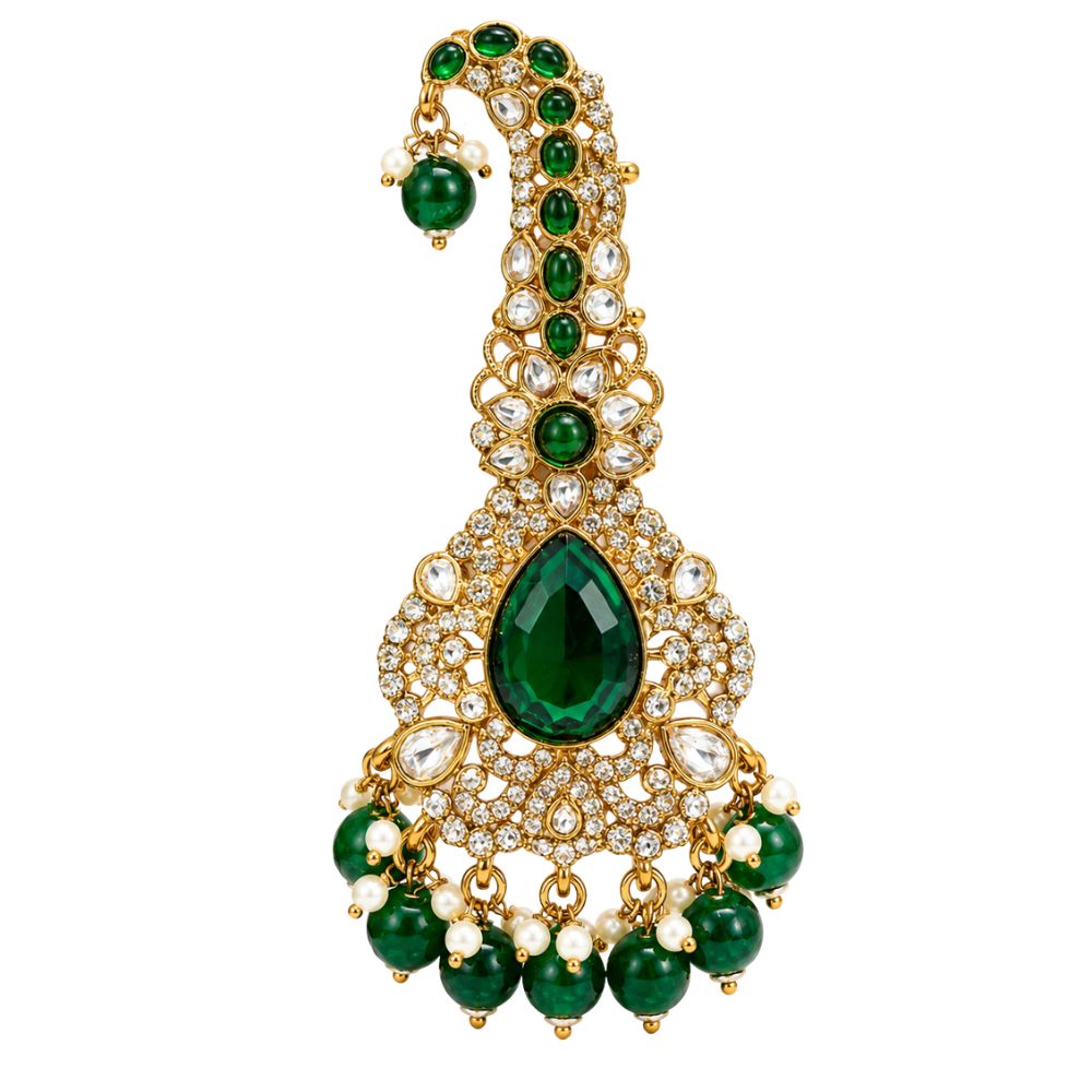 Vyomesh- Green Teardrop Kundan Kalangi