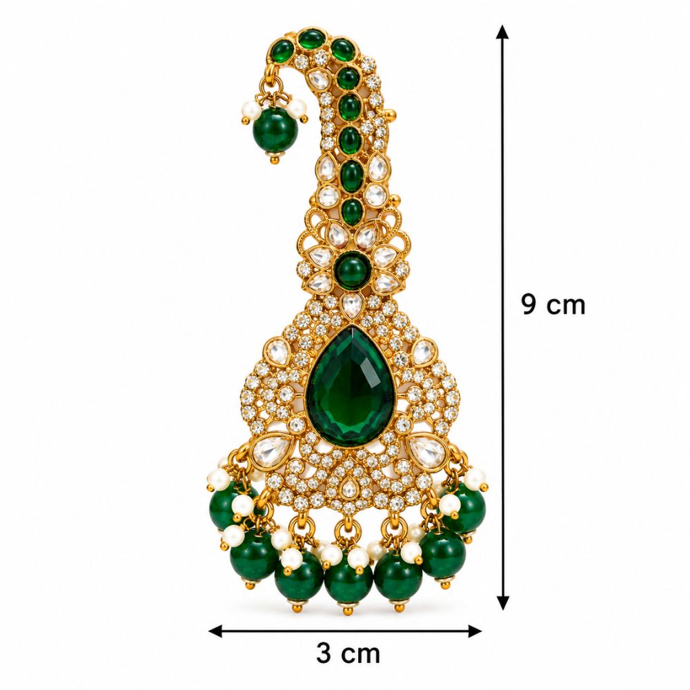 Vyomesh- Green Teardrop Kundan Kalangi