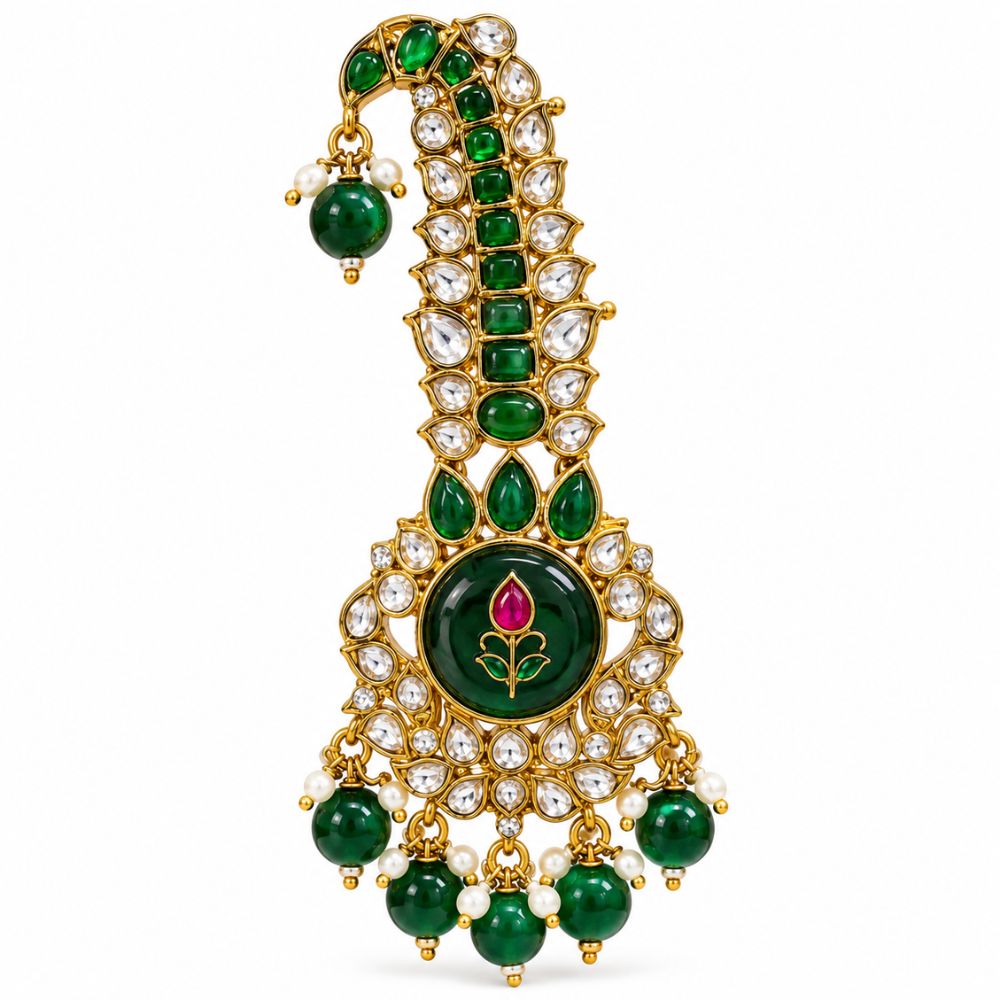 Veeransh- Green Floral Kundan Kalangi