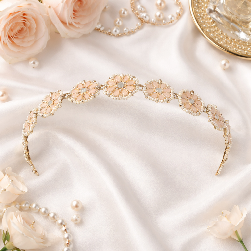 Shivani Peach Floral Sheeshpatti