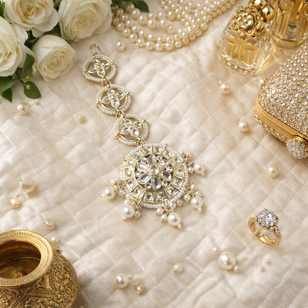 Ekisha White Maangtikka