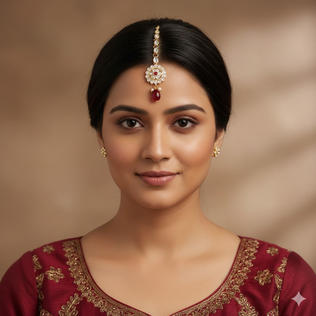 Mohina Maroon Maangtikka