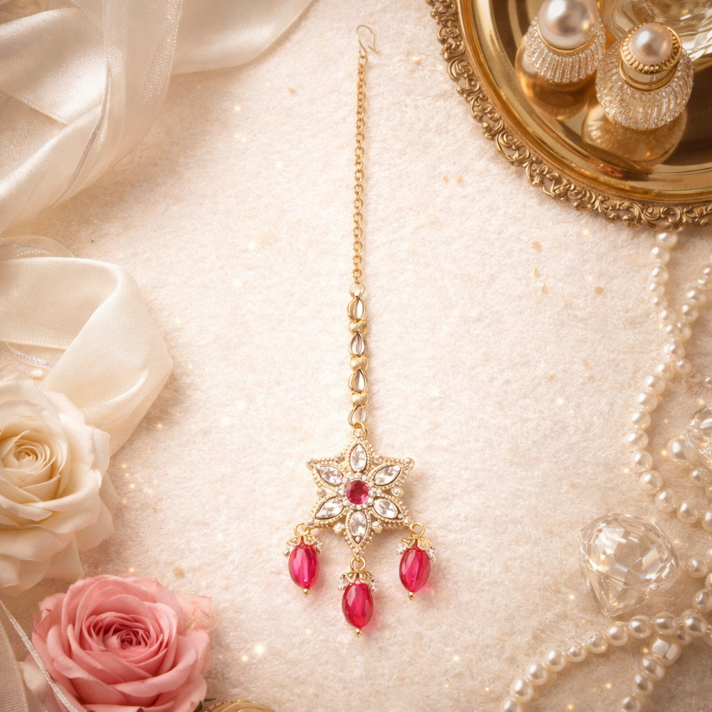 Asiya Pink Maangtikka