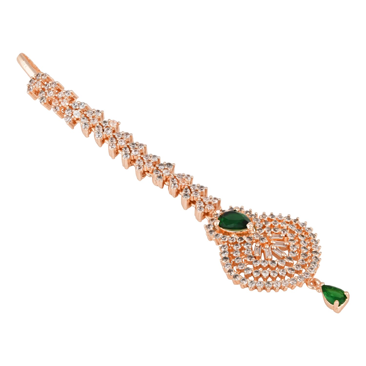 Glory Rosegold Green Maangtikka