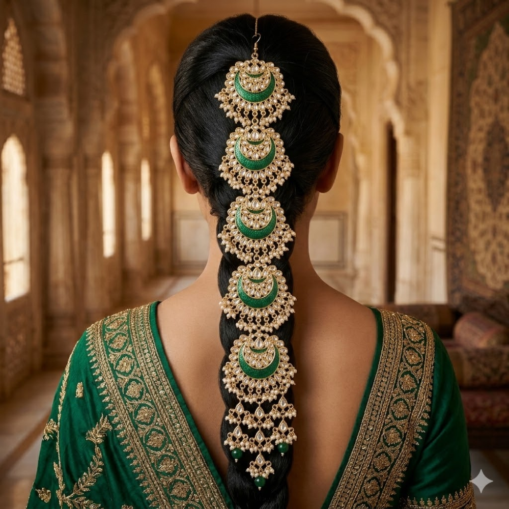Mivisha- Punjabi Paranda with Green Crescent Design