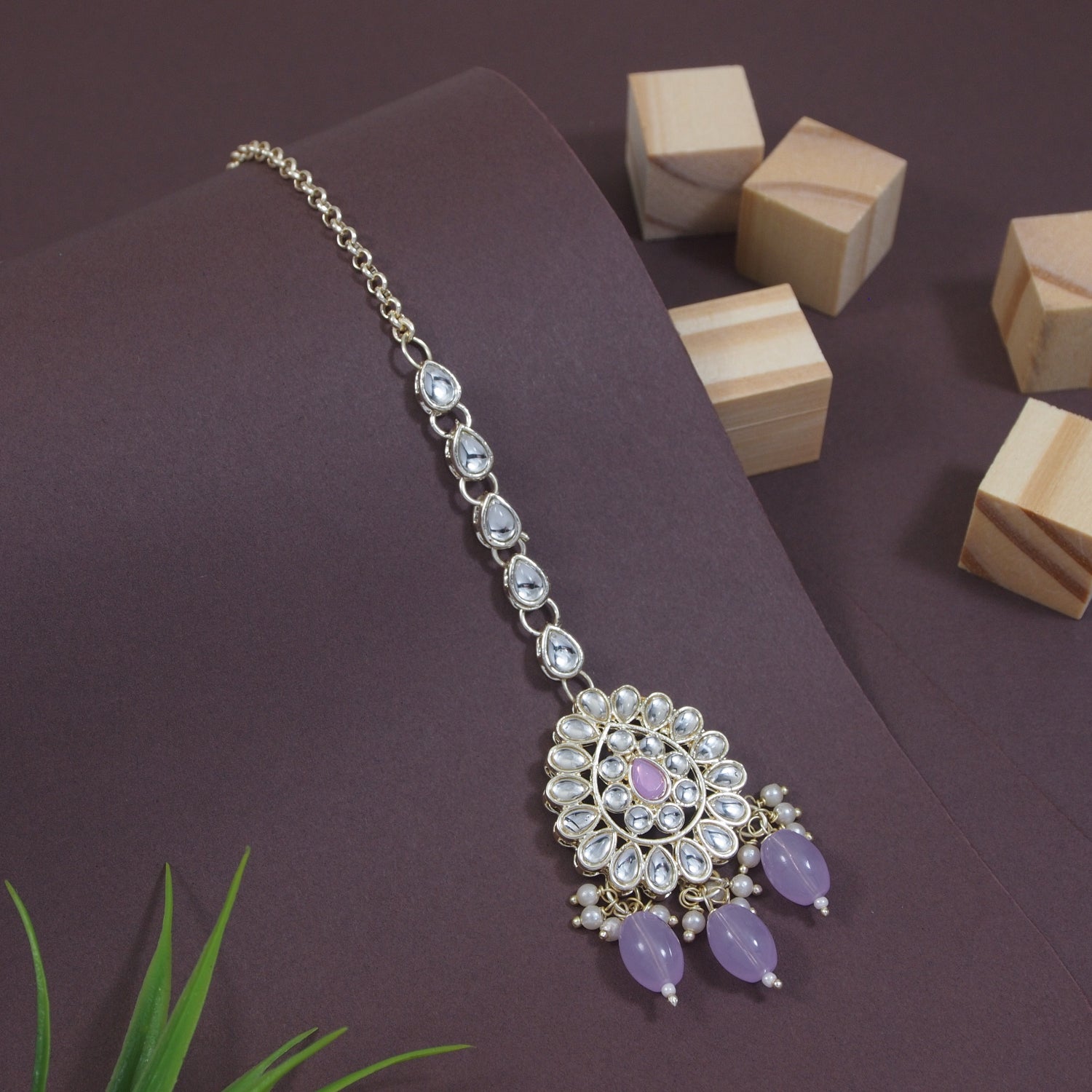 Aranya Purple Maangtikka