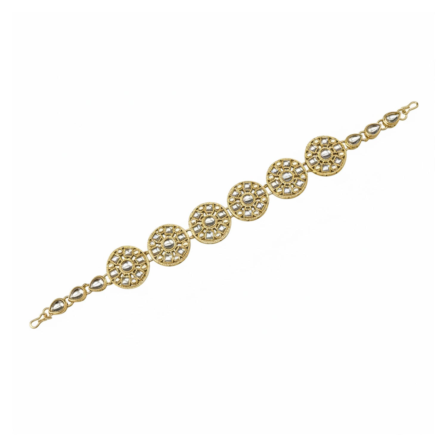 Mivara - White Stone Sheeshpatti with Green Centerpiece