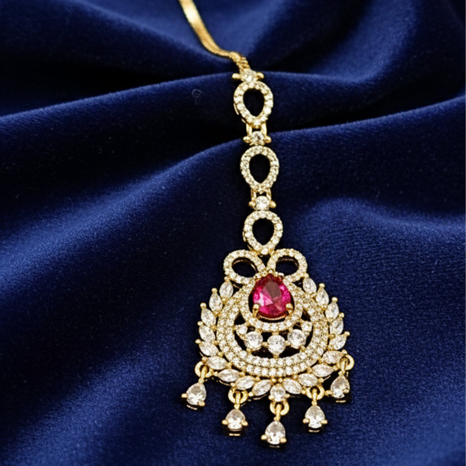 Meira - Traditional Ruby Kundan Maang Tikka