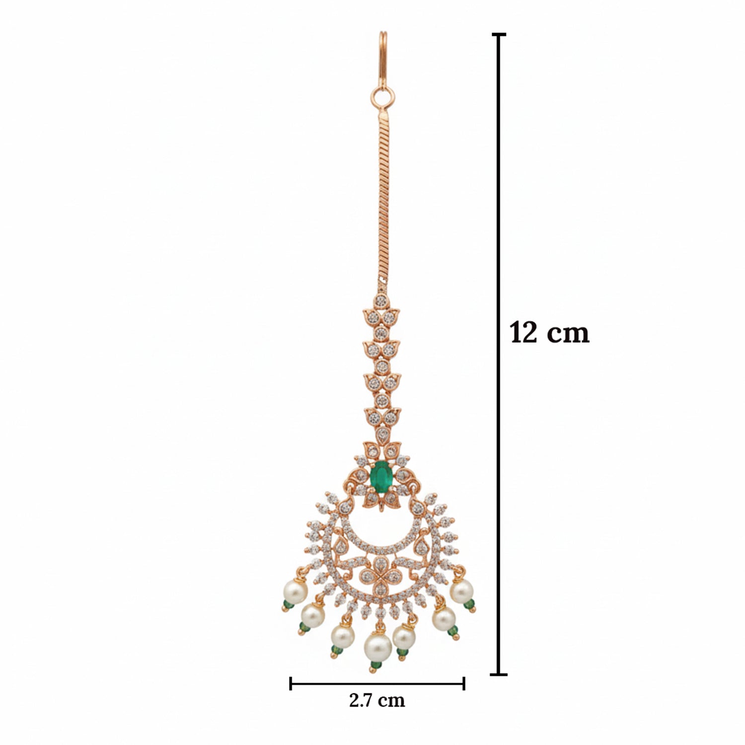 Kyra- Mint Stone Pearl Drop Maang Tikka