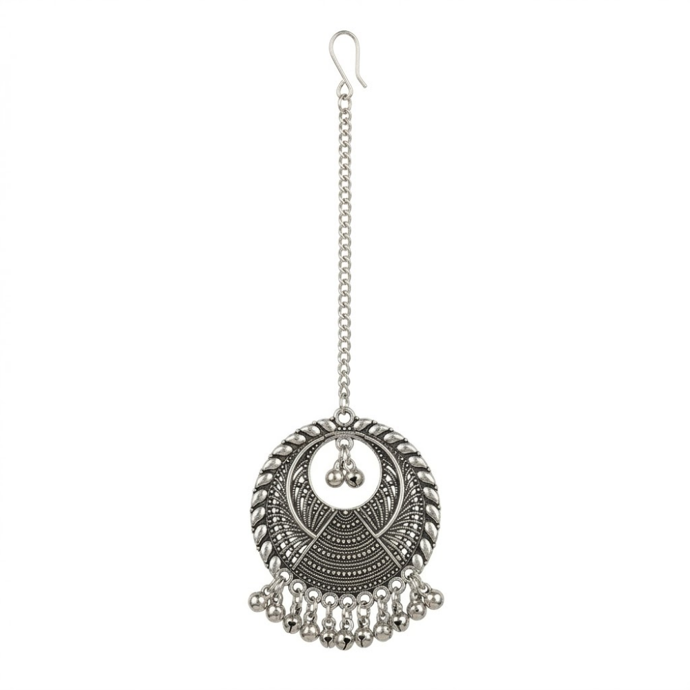 Mahira- Oxidized Crescent Maang Tikka