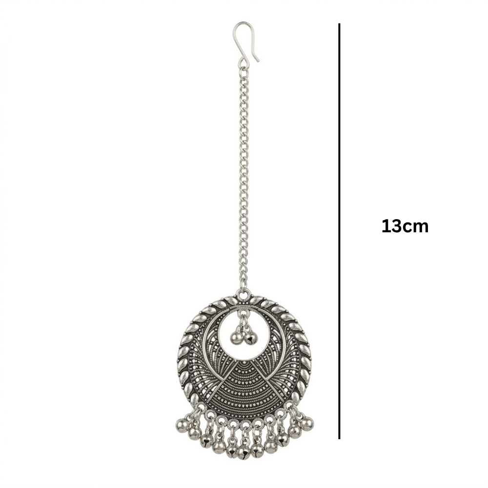 Mahira- Oxidized Crescent Maang Tikka