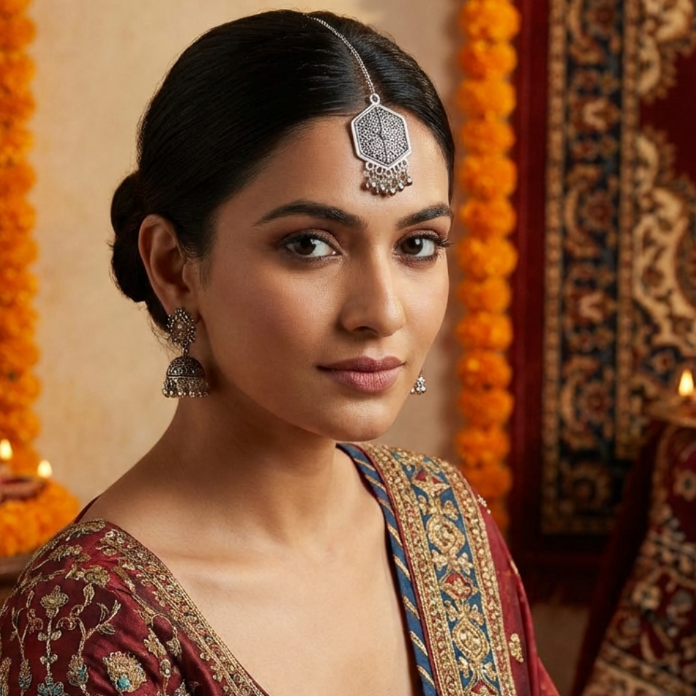 Aamna- Antique Hexagonal Maang Tikka
