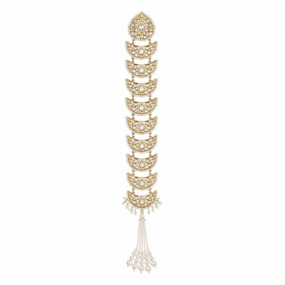 Savani-  White Antique Finish Punjabi Hair Paranda
