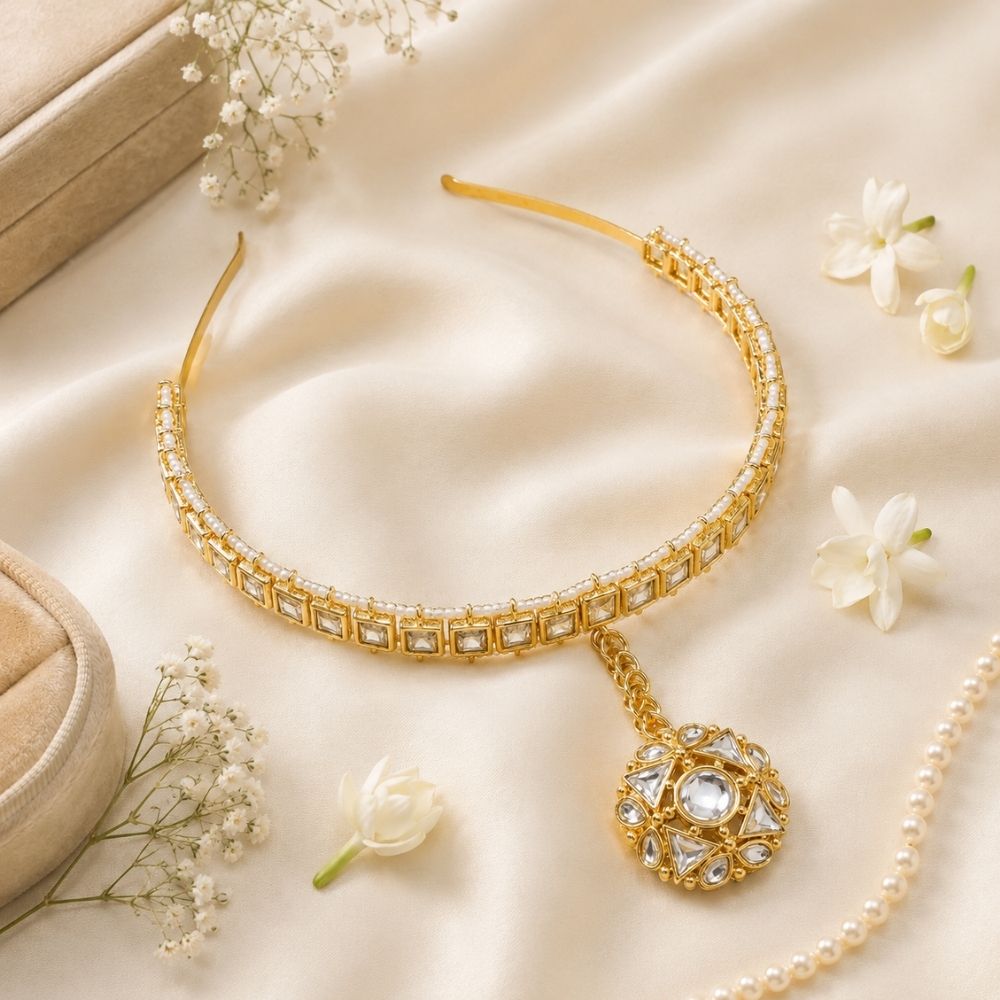 Mayira- Traditional Kundan Hair Band with Borla