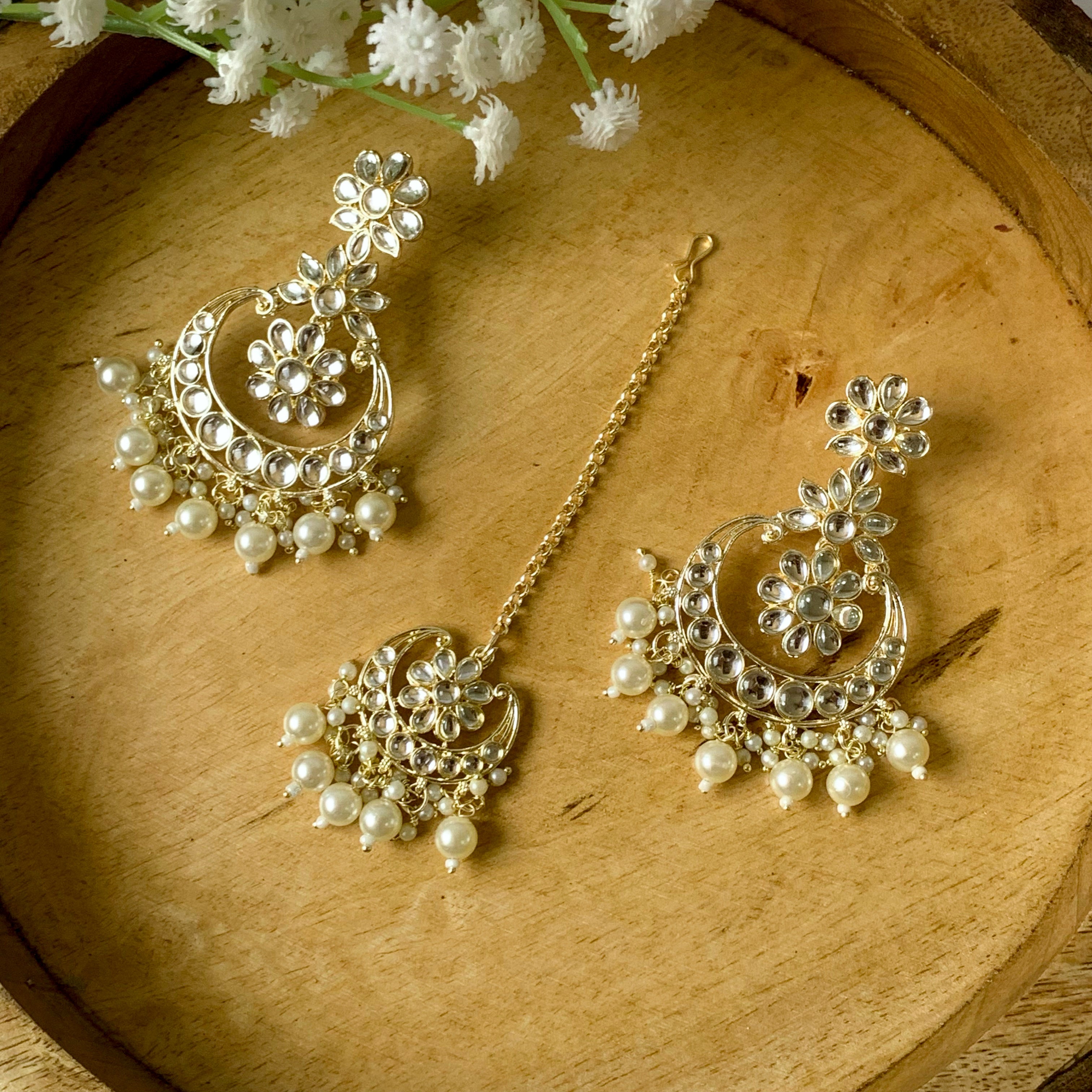 Zainab Mint Maangtikka Earring Set