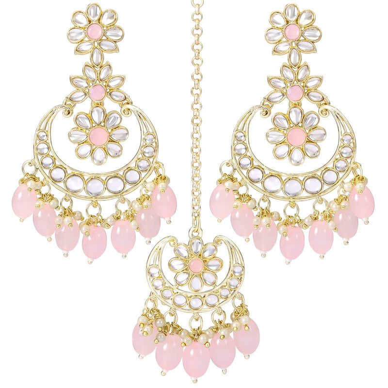 Aaliya Pink Maangtikka Earring Set