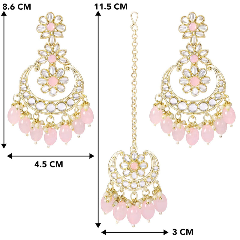 Aaliya Pink Maangtikka Earring Set