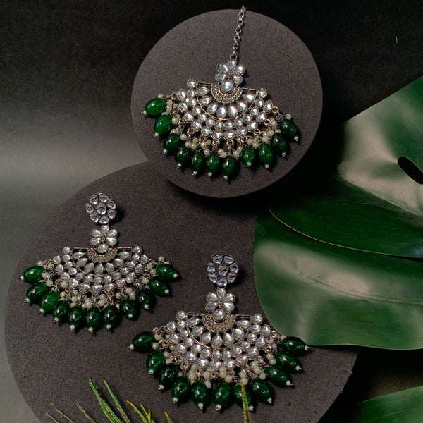 Divita Green Maangtikka Earring Set