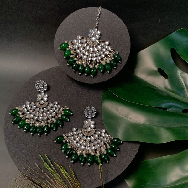 Divita Green Maangtikka Earring Set