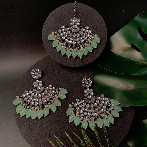 Divita Mint Maangtikka Earring Set