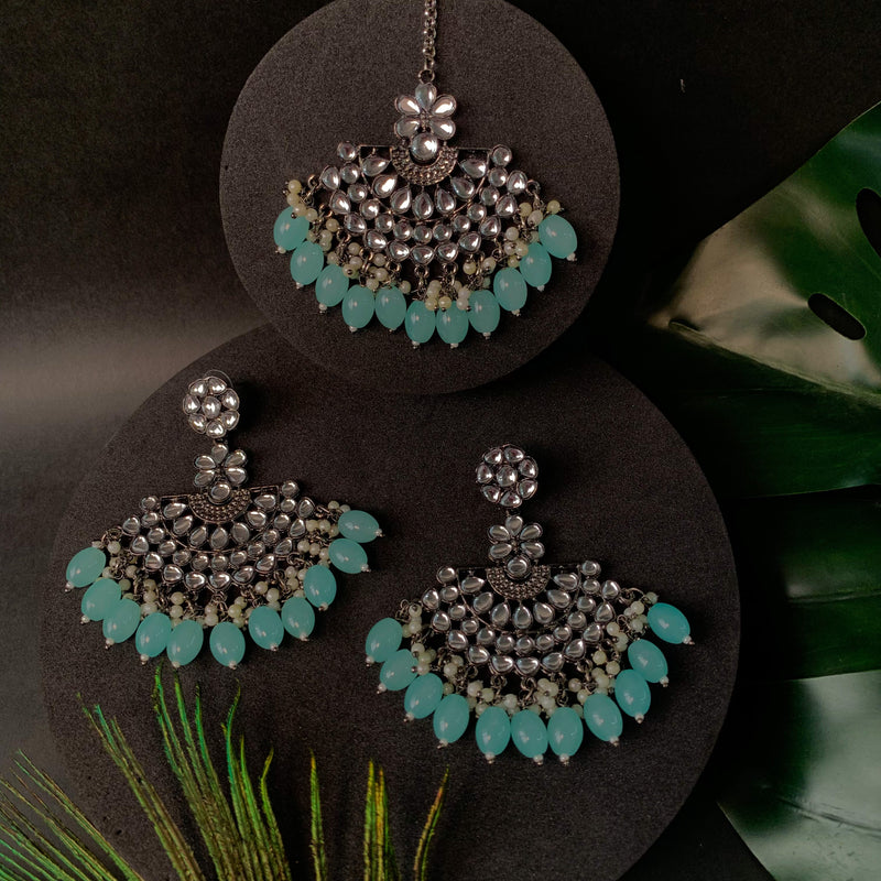 Divita Turquoise Maangtikka Earring Set