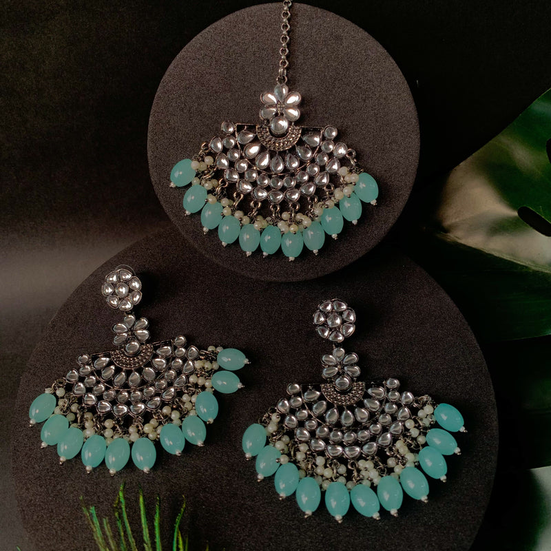 Divita Turquoise Maangtikka Earring Set