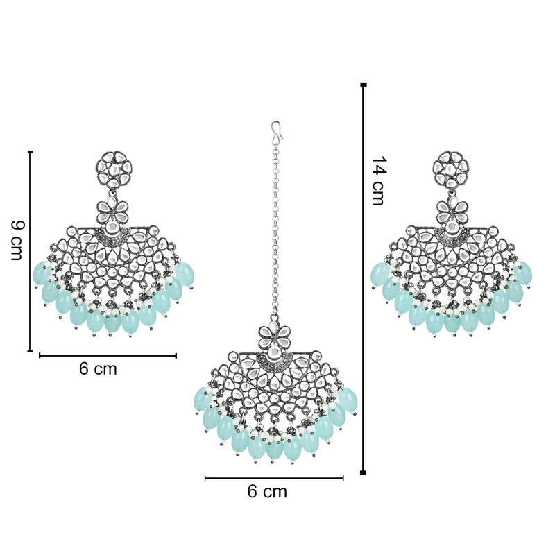 Divita Turquoise Maangtikka Earring Set