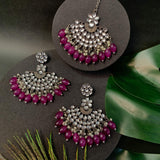 Divita Wine Maangtikka Earring Set