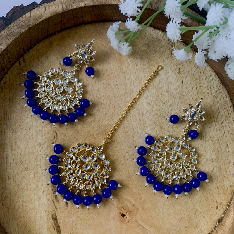 Suhasi Blue Maangtikka Earring Set